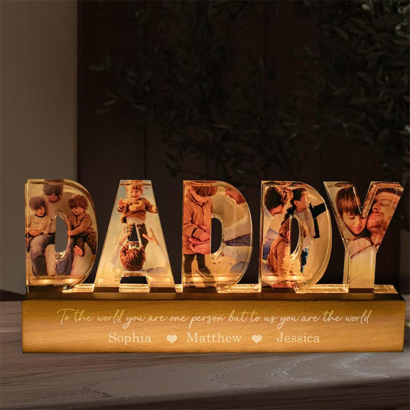 Daddy To Us You Are The World Photo Collage Personalized LED Night Light