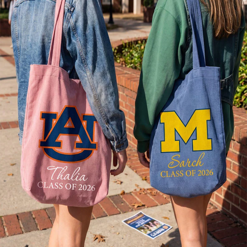 Class of 2026 Corduroy Tote Bag College Grad Gifts Zipper Book Bag Graduation Gift