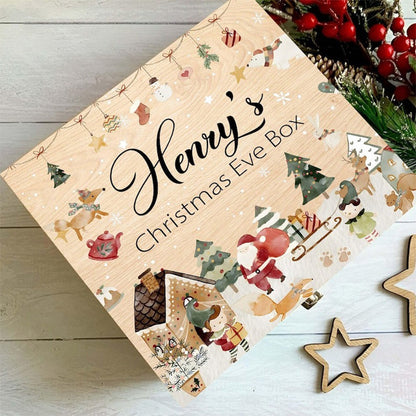 Personalized Christmas Eve Box For Kids, Christmas Santa Wooden Gift Box