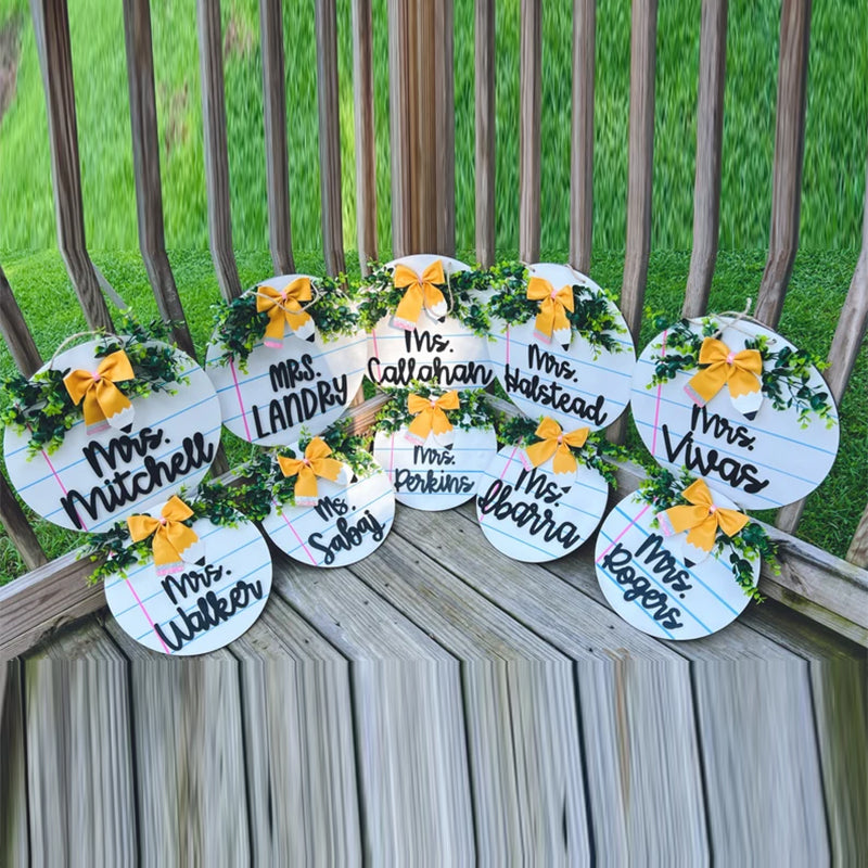Personalized Teacher Door Hanger, 3D laser cut, teacher sign
