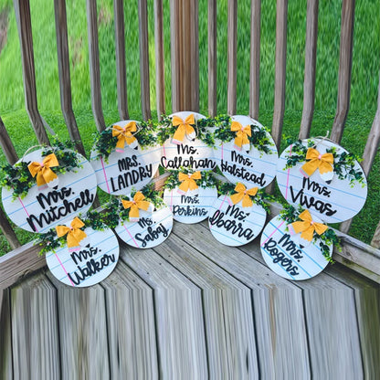 Personalized Teacher Door Hanger, 3D laser cut, teacher sign
