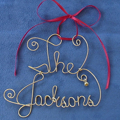 Personalized Family Name ChristmasGreen Ribbon~Jingle Bell~