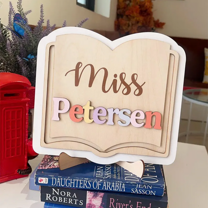 Personalized Teacher Gift, Custom Teacher Name Sign for Desk, 3D Layered