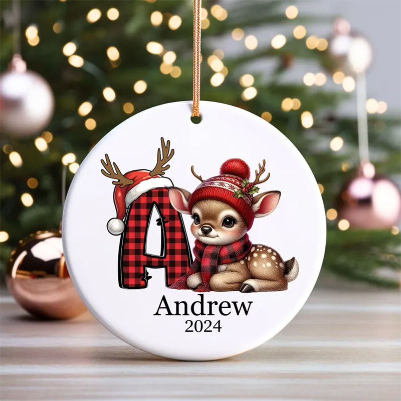 Custom Letter initial ornament, Ornament 2025, Kids Christmas Ornament Gift