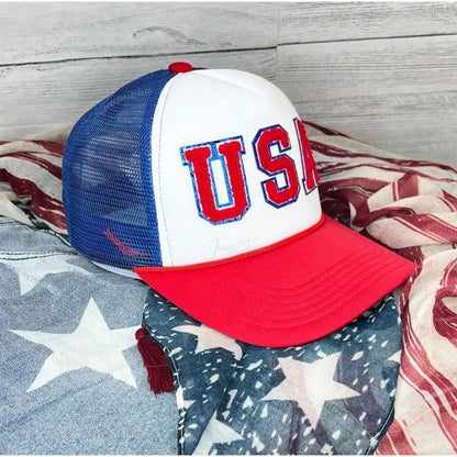 USA Patriotic Trucker Hat, Mesh Baseball Hat