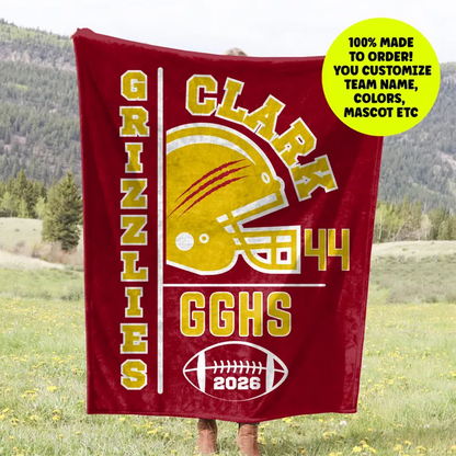 Football Blanket for High School Player, Senior Night Gift Idea for Team