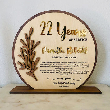Retirement plaque recognition gift years of service farewell gift coworker gift