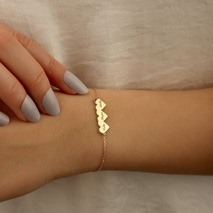 Custom Name Heart Bracelet, Tiny Heart Bracelet With Name
