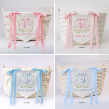 Custom Baby Banner, Welcome Banner with Floral Crest