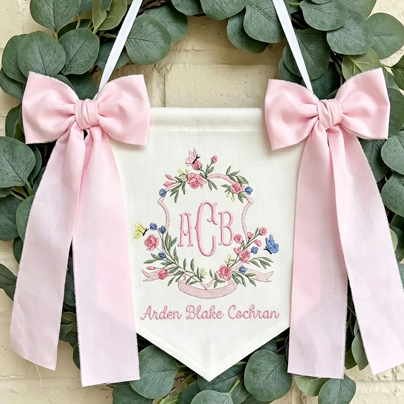Custom Baby Banner For Hospital Door Sign & Nursery, Monogram Baby Announcement Banner
