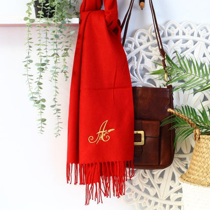Embroidered Personalised Scarf, Monogrammed Scarf, Winter Scarf