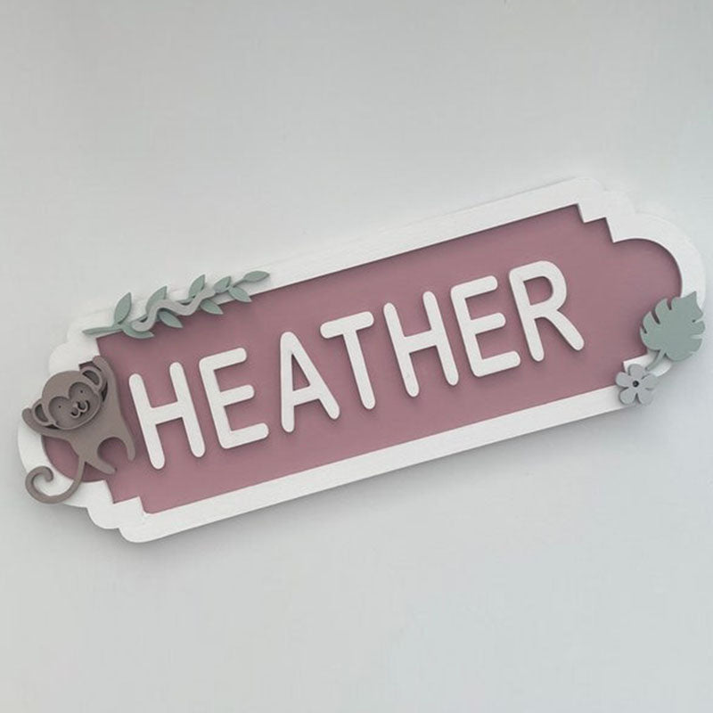 Personalised Street Sign Name Plaque - Monkey Design - Bedroom Door Name Plate