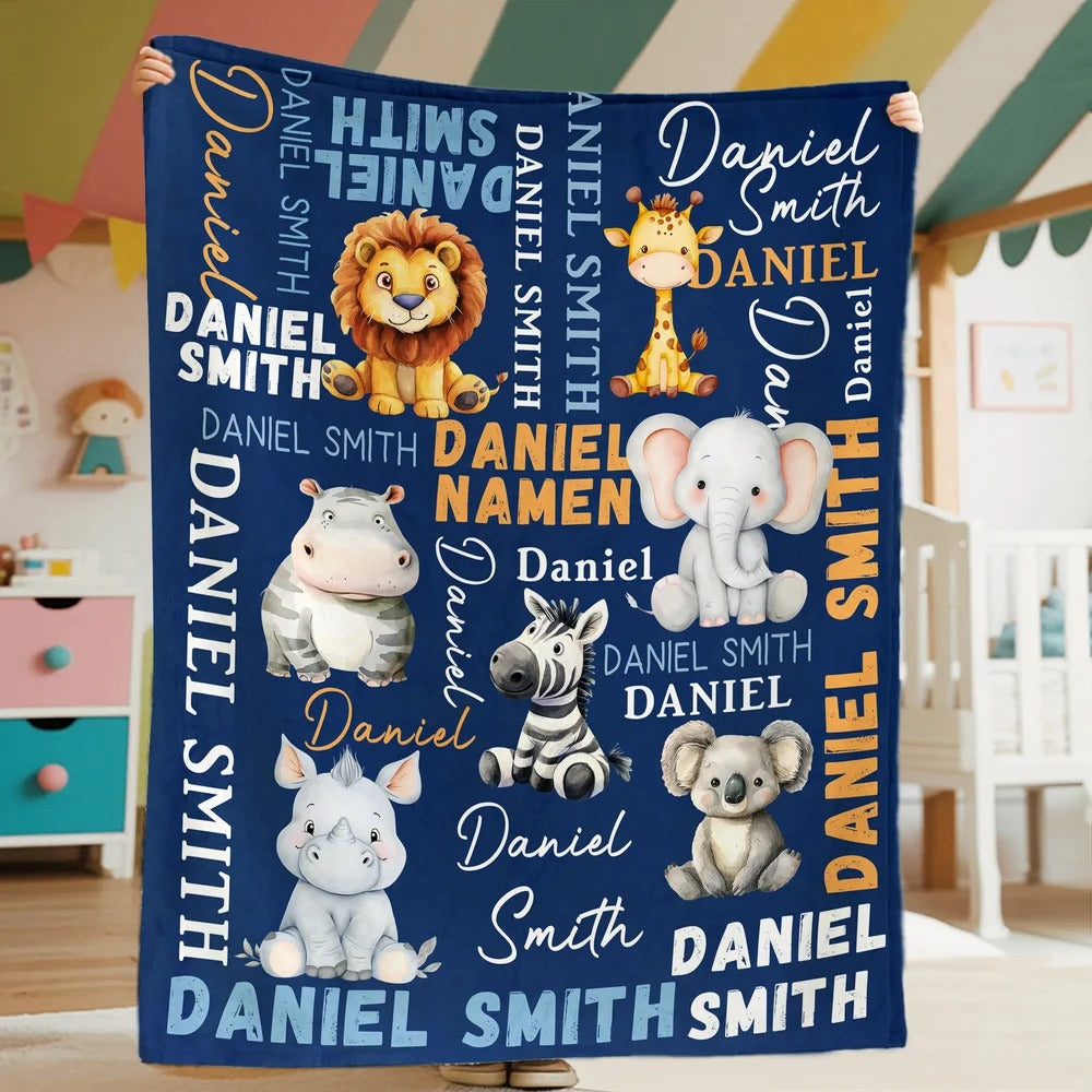 Personalized Cute Cartoon Koala Elephant Animal Soft Throw Blanket