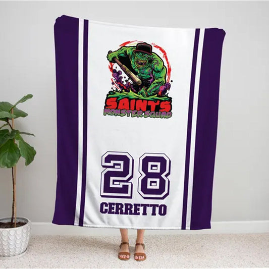 Personalized Sports Team Blanket, Baseball Custom Name Graduation Gift