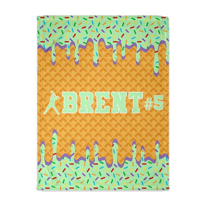 Personalized Baseball Blanket, Custom Ice Cream Drip Throw