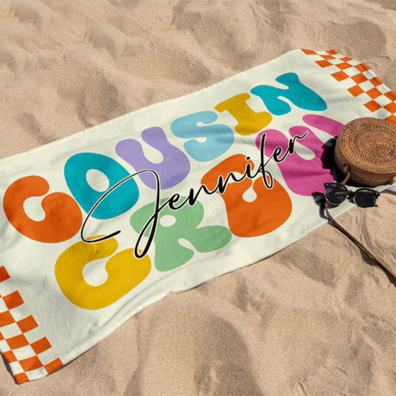 Cousin Crew Beach Towel, Summer Beach Gift For Cousin,