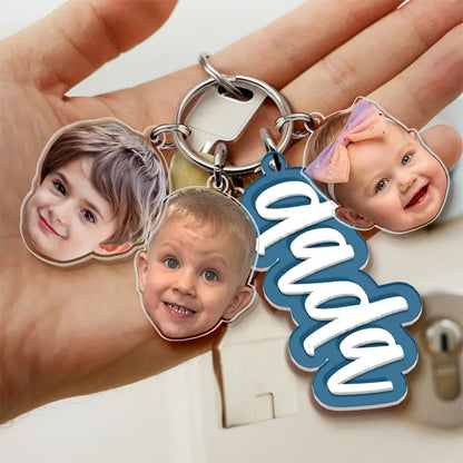 Custom Grandma Keychain With Kids Face Charm