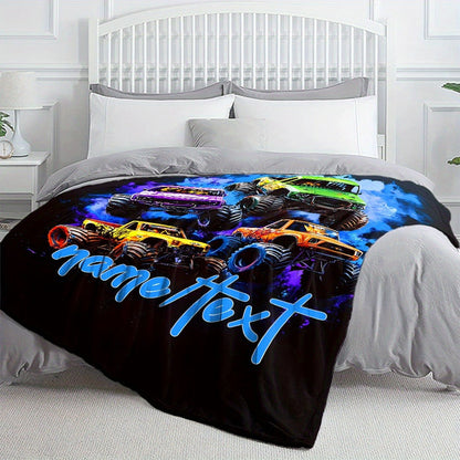 Customizable Monster Truck Flannel Blanket