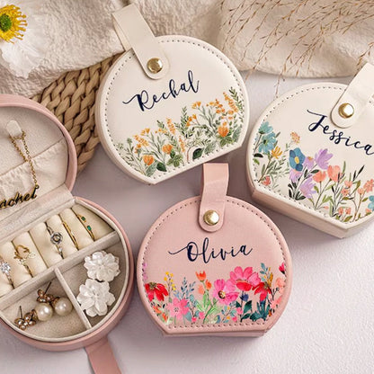 Personalized Birth Flower Jewelry Box: Custom Name Travel Keepsake