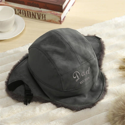 Personalized PU Leather Trapper Hat,Custom Name