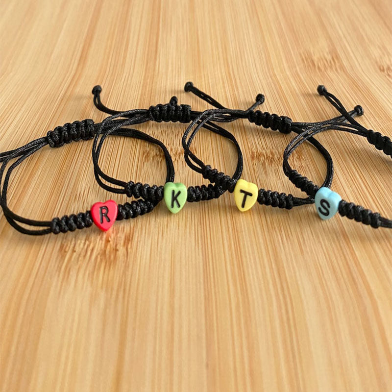 Personalized First Day of School Bracelet, Back to School Gift, Family Matching Bracelet Set, Family Wish Bracelet