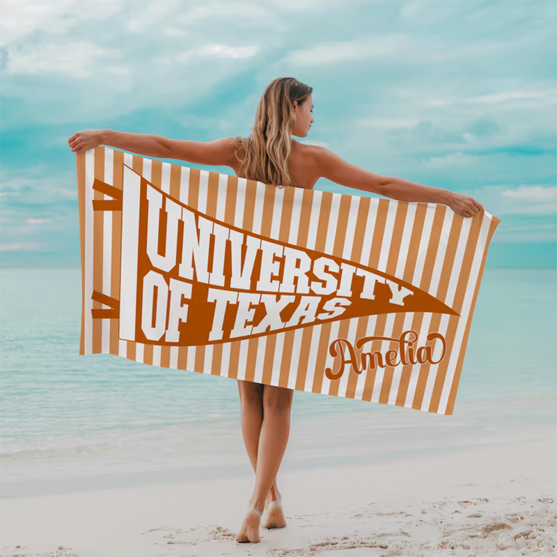 Personalized College Pennant Beach Towel, School Banner School Spirit Beach Towel