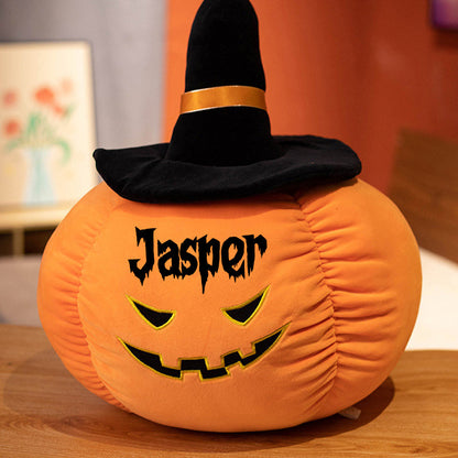 Halloween Pumpkin Pillow - Halloween Decor Customizable Name