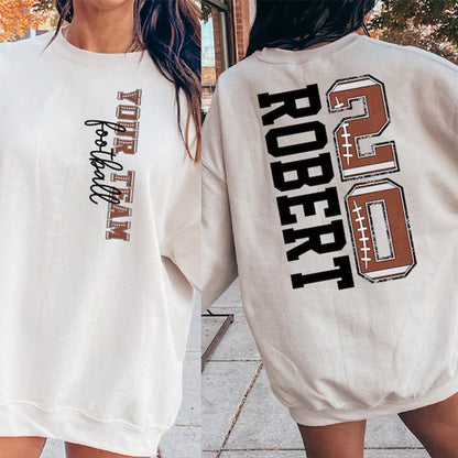 Football Mascot Name Sweatshirt With Kids Name & Number