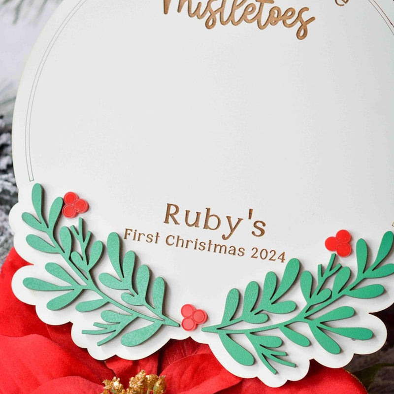 Baby Footprint Mistletoes Christmas Sign DIY Baby's First Christmas