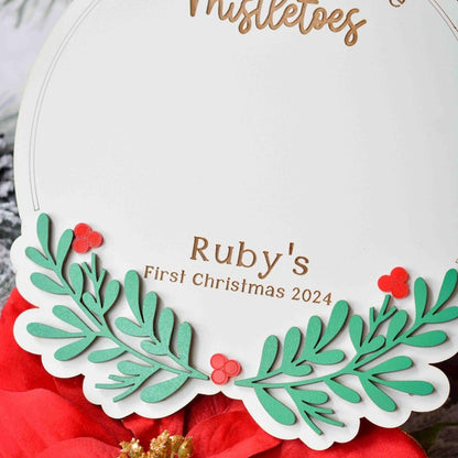 Baby Footprint Mistletoes Christmas Sign DIY Baby's First Christmas