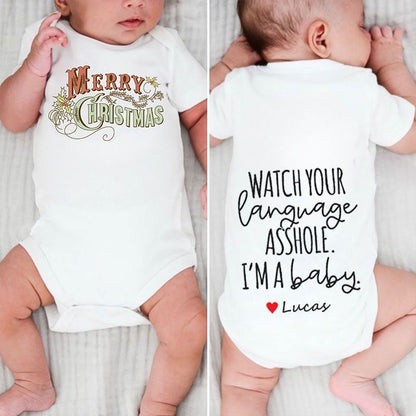 Merry Christmas Unisex Baby Outfit, Ugly Christmas Baby Outfit