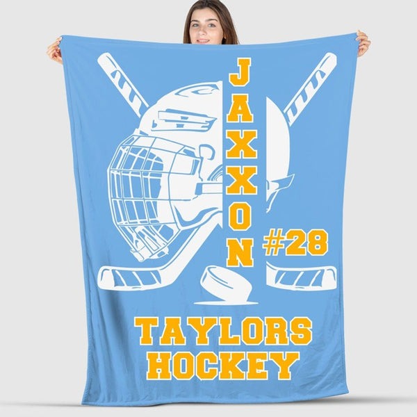 Personalized Hockey Blanket, Senior 2025 Custom Ice Hockey Team Blanket