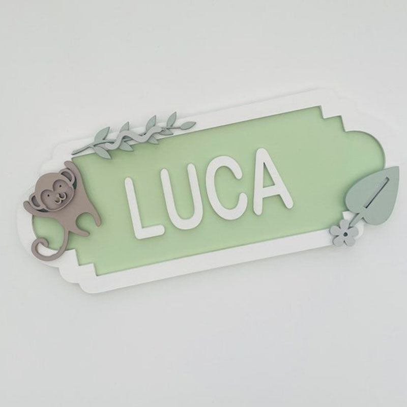 Personalised Street Sign Name Plaque - Monkey Design - Bedroom Door Name Plate