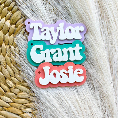 Backpack name keychain, 3d name keychain, name keychain, acrylic name keychain, backpack name tag, diaper bag tag