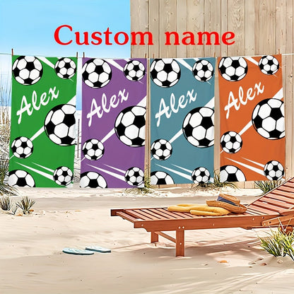 Super Absorbent Microfiber Custom Name Soccer Pattern Beach Towel
