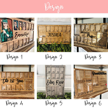 Customized Wood Photo Collage School Years Photo Frame Wallet Photos Graduation Gift