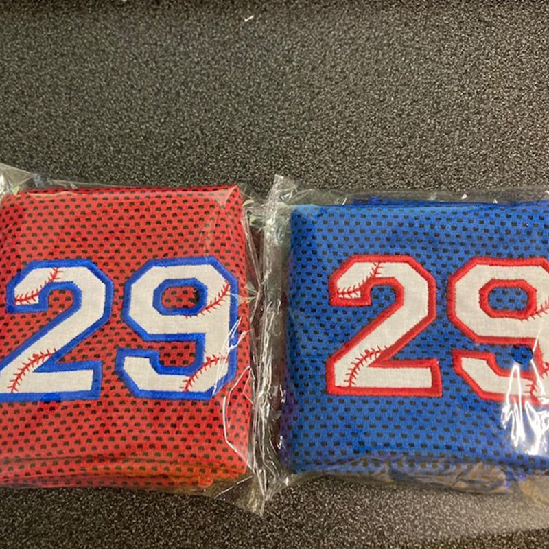 Embroidered Baseball Numbers Cooling Towels Baseball Numbers