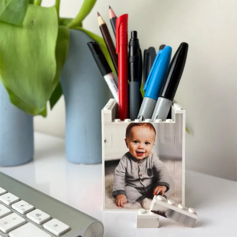Personalised Daddy & Me Brick Desk Pencil Pot, Gift for Dad