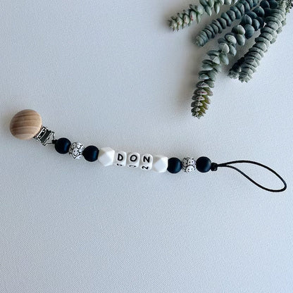Neutral Personalized Custom Pacifier Clip | Custom Baby Name | Personalized Baby Gift | Baby Shower | Newborn Gift | Smiley | Checkered Clip