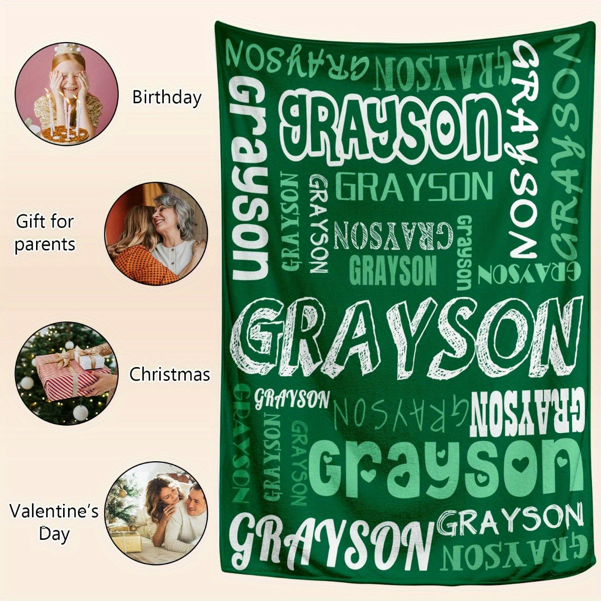 Birthday, Valentine's Day GiftCustom Name Flannel Blanket