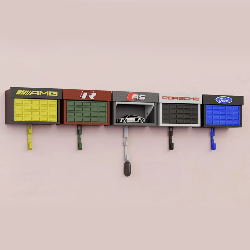 Mini Garage Key Holder: Toy Car Display with Hidden Compartment