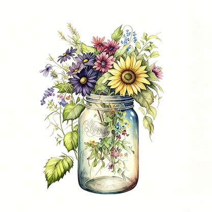 Personalized Wildflowers Jar Tea Dish Hand Kitchen Towel