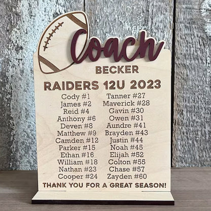 End of Season Coaches Gift, Personalized Coaches Plaque