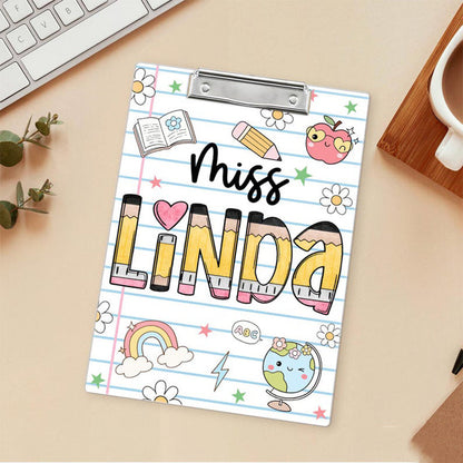 Personalized Teacher Back To School Gift, Custom Pencil Teacher Clipboard