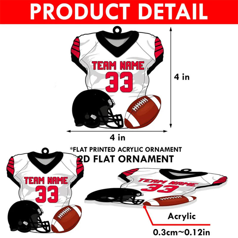 Personalized American Football Uniform 2D Flat Ornament NOT 3D
