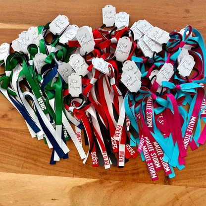 Personalised Team Ribbons with elastic | Custom Name Sports Ribbons