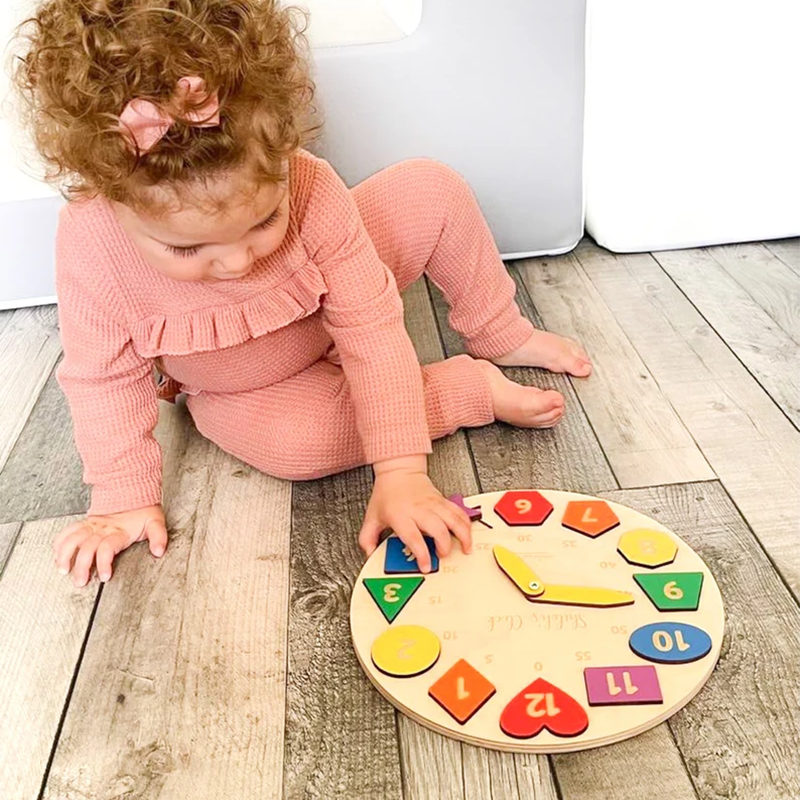 Personalized Wooden Name Clock with Shape Chrin Gift Puzzle Toys