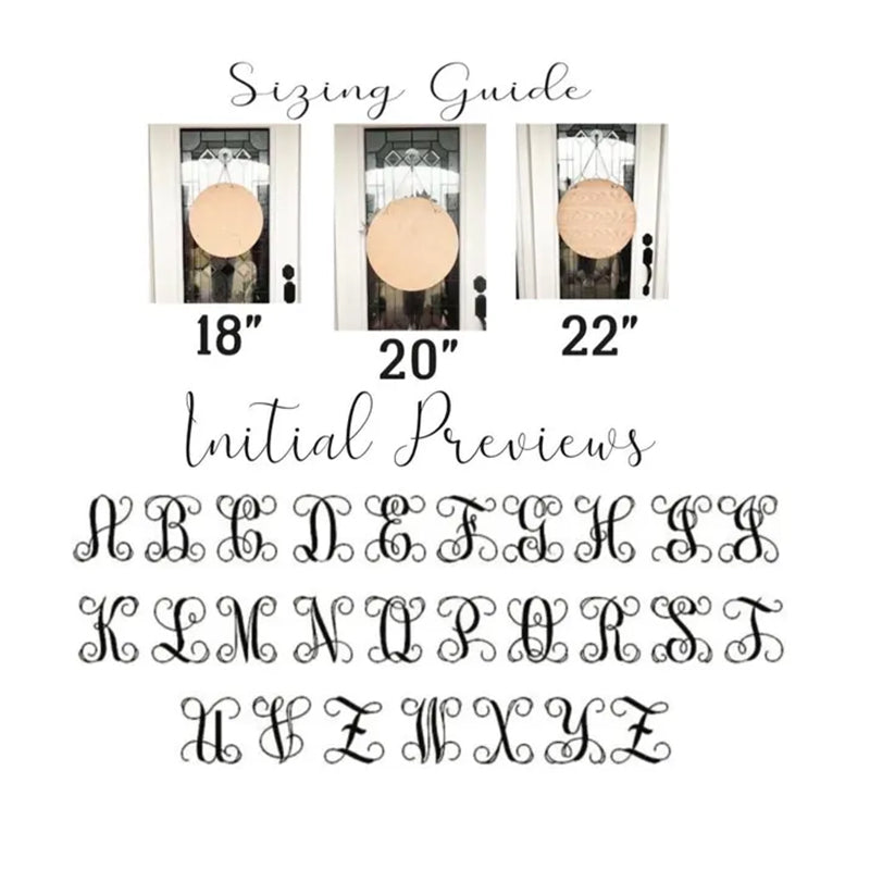 Last name door sign Initial Door Wreath Personalized front door
