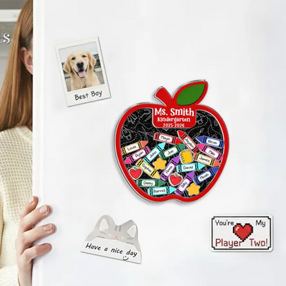 Personalized Teacher Apple Magnet With Students Name, Thank You Teacher Gift