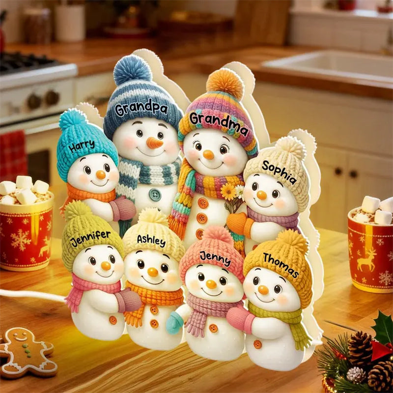 Personalized Snowman Family LED Light Box